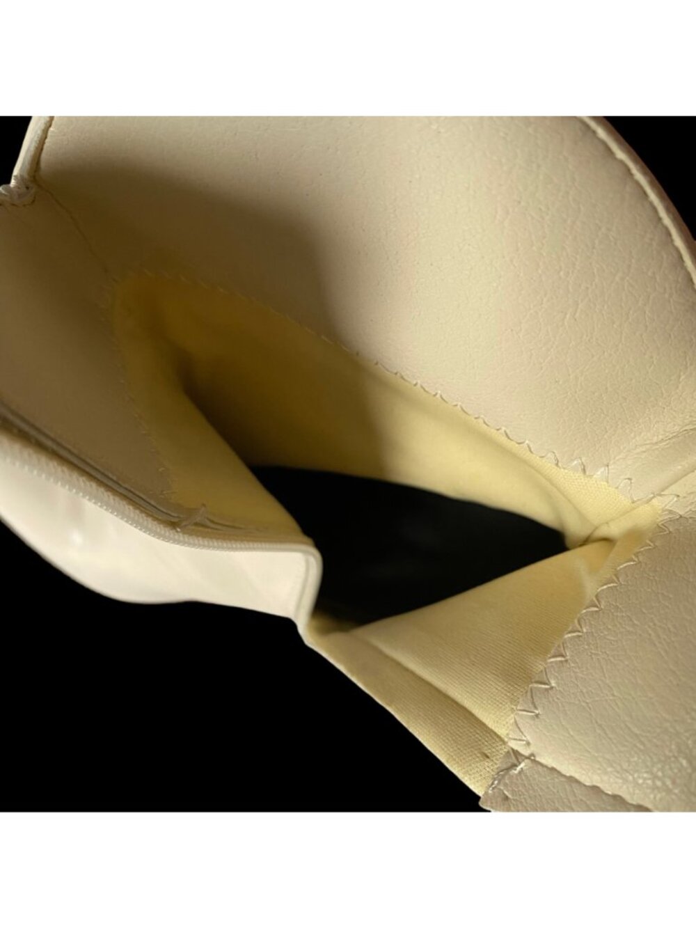 Ankle Bootie Women's Size 35 US 4. 5 Polyurethane Cream Zipper Pointed Toe - Picture 5 of 16